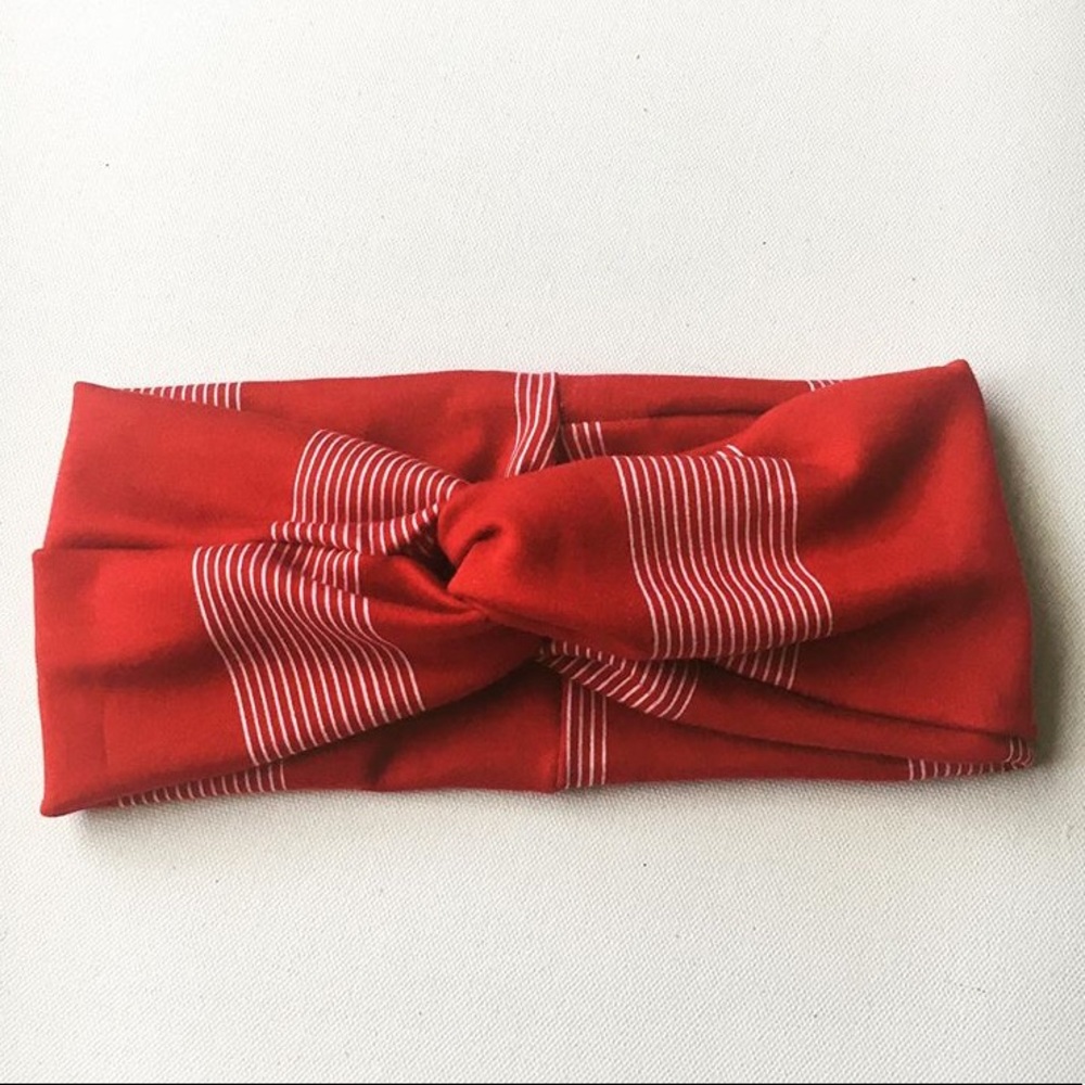 Red White Thick & Thin Stripe Headband ❤️